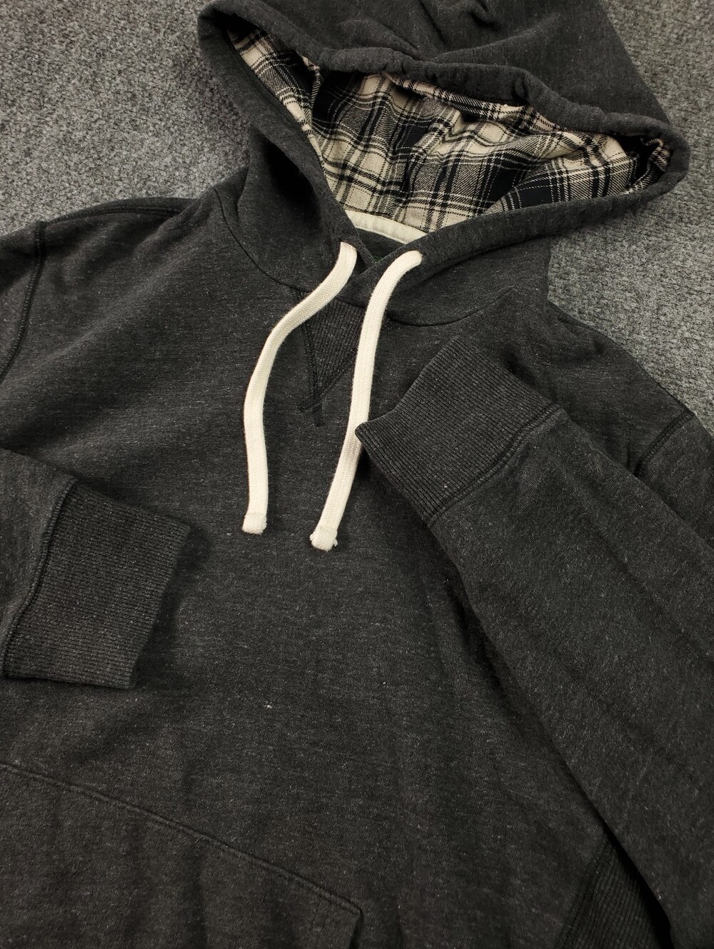 Vintage American Eagle Hoodie Medium Pullover Sweatshirt Plaid Lined Y2K 2000s
